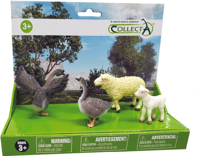 חיות , חווה - סט ( כבשה, טלה, אווז , אווזה), מארז