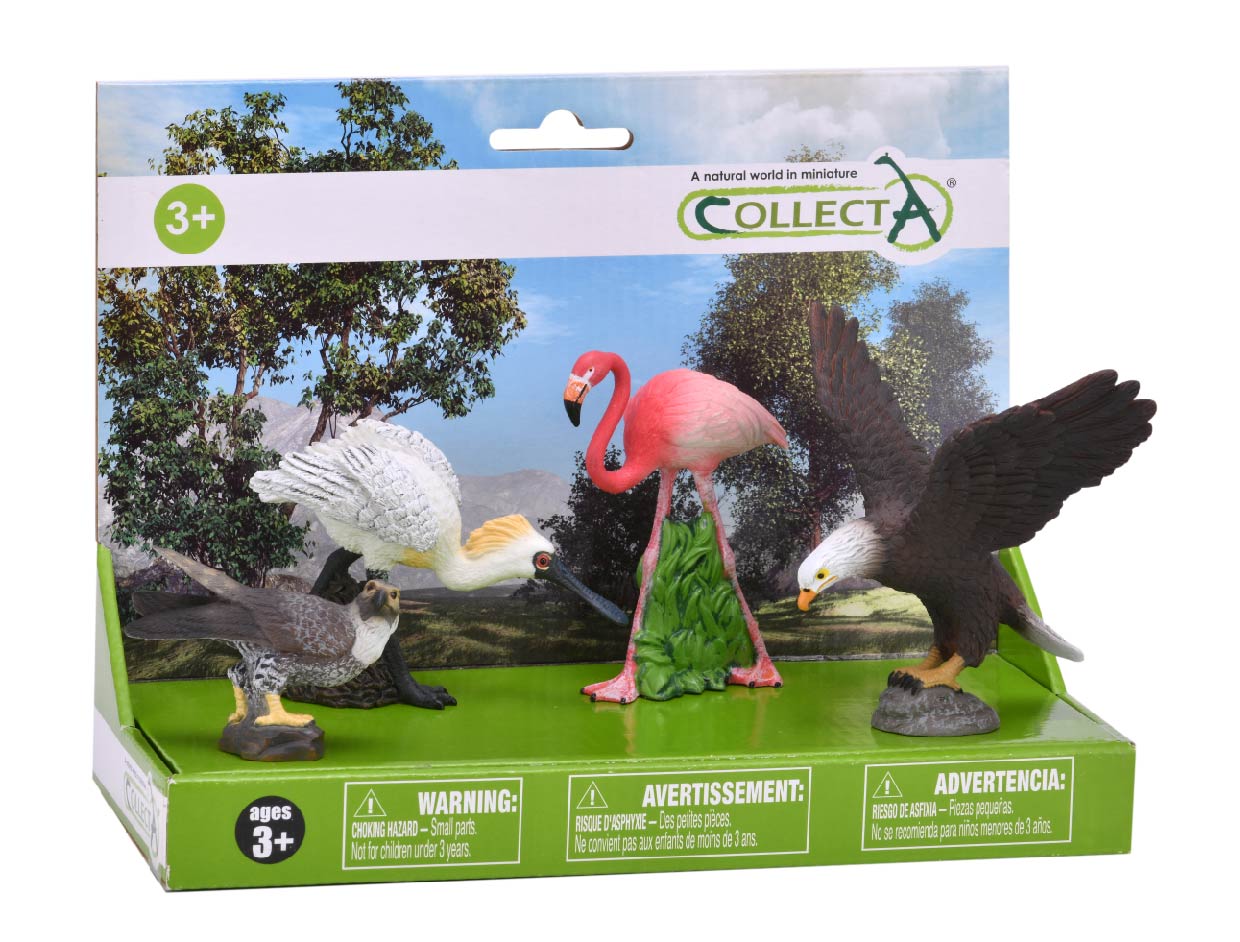 חיות, בר - סט עופות ( כפן, פלמינגו , בז , עיטם) , מארז