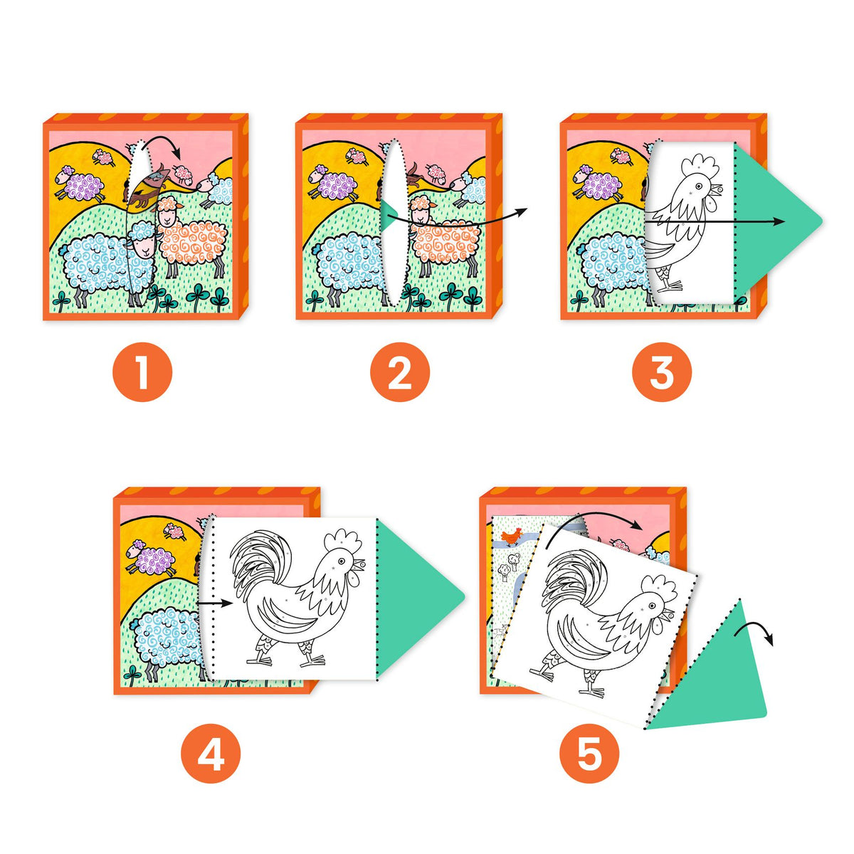 יצירה לקטנים - קופסת דפי צביעה ומשחקים חווה