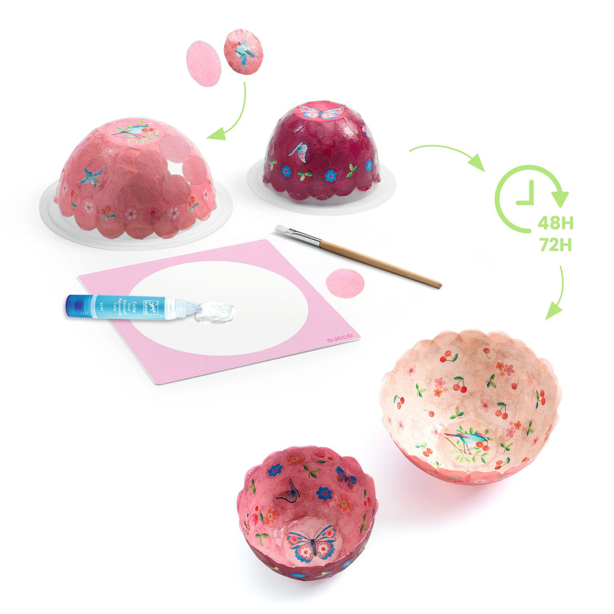 יצירה DIY - הדבקת נייר - קערות  באויר הפתוח