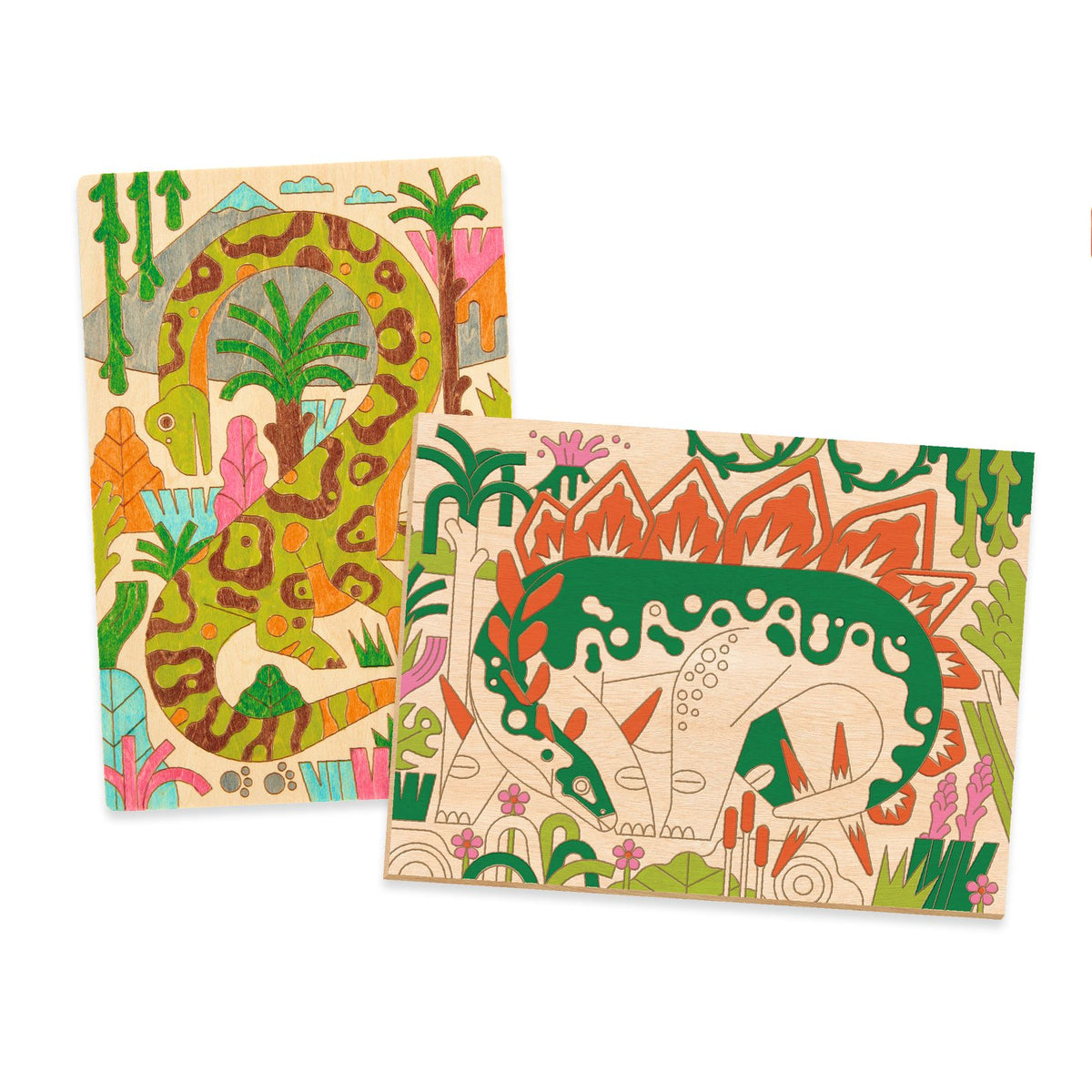 יצירה - צביעה על עץ  דינוזאורים