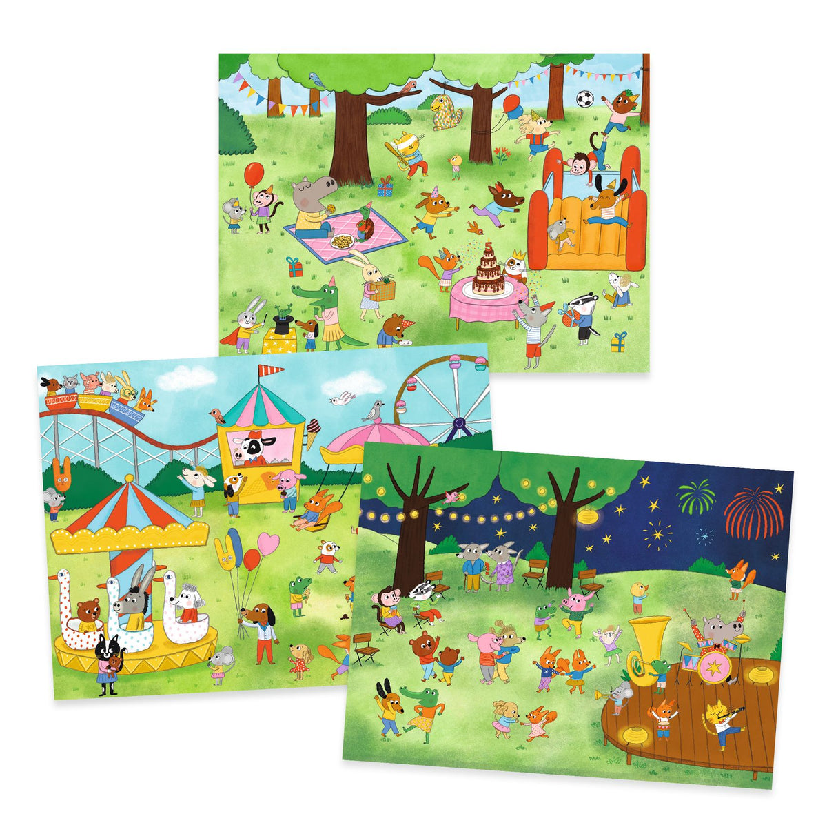 יצירה - הדבקה עם עפרון , חוגגים ביער