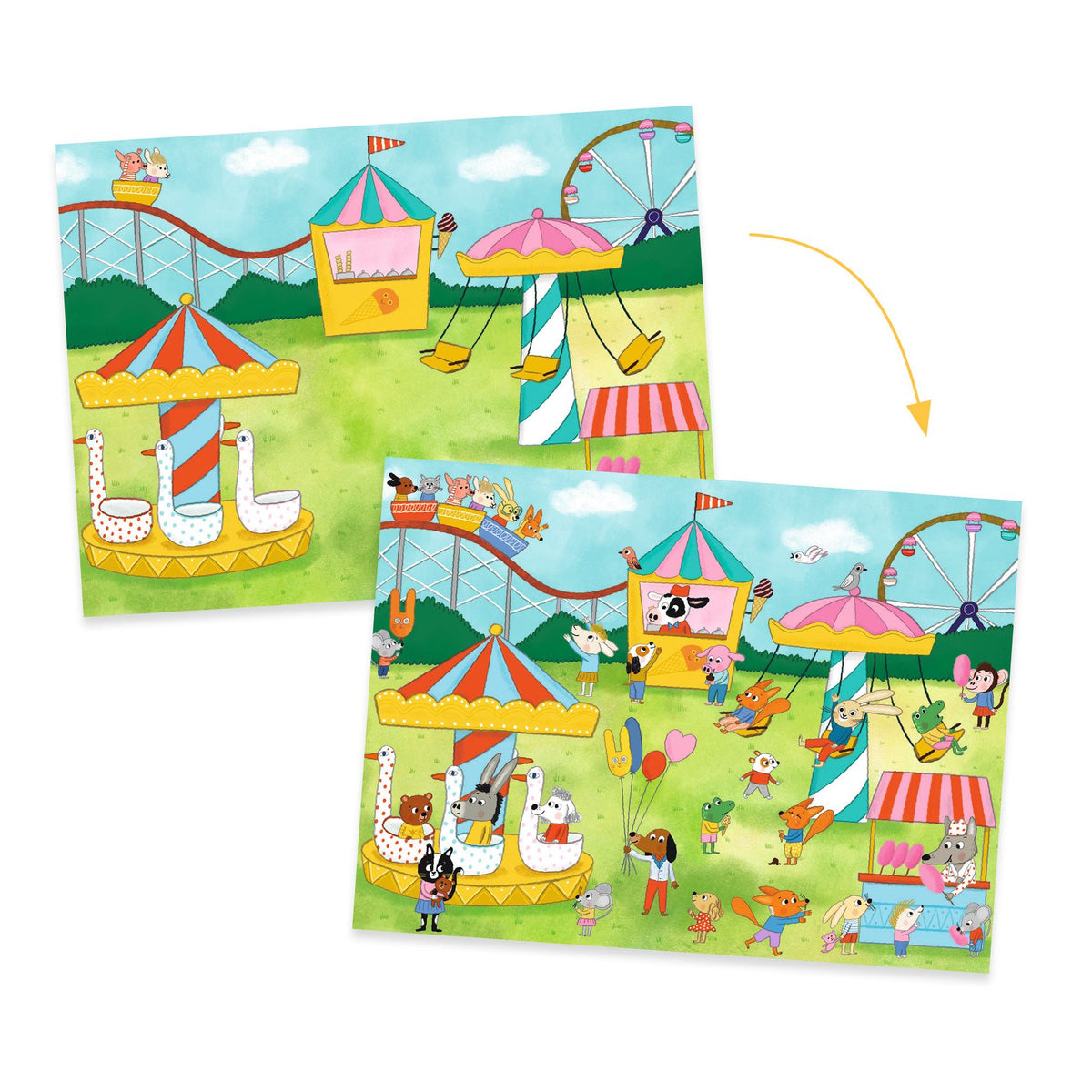 יצירה - הדבקה עם עפרון , חוגגים ביער