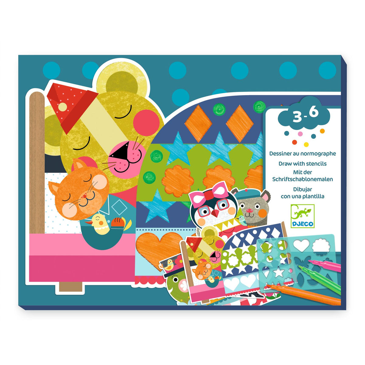 יצירה לקטנים - צביעה עם שבלונה חיות