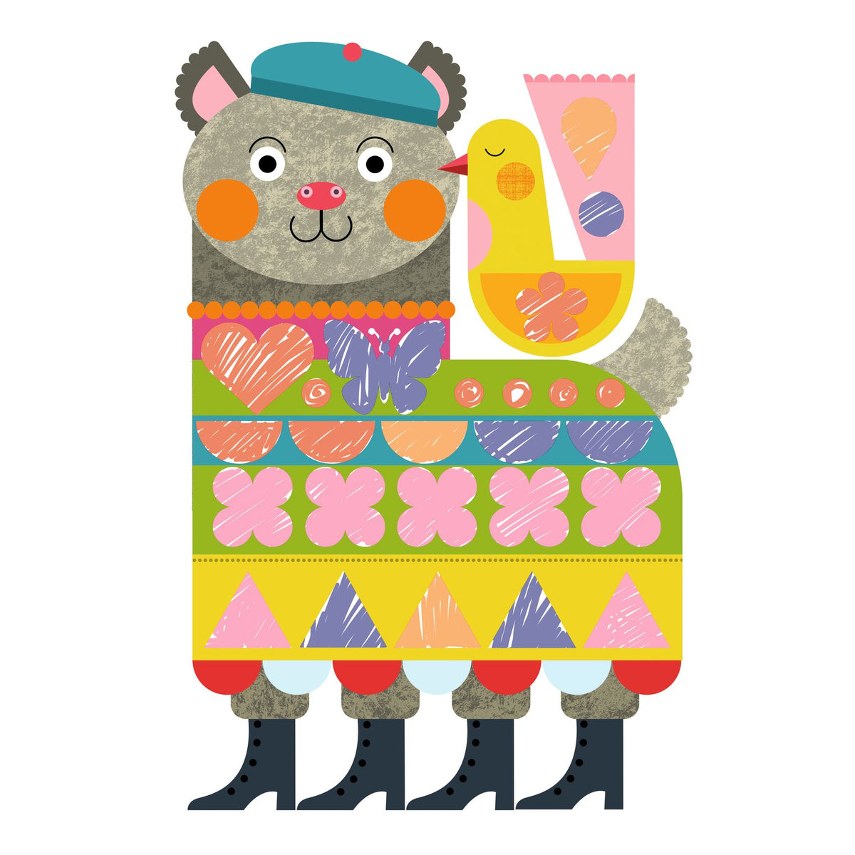 יצירה לקטנים - צביעה עם שבלונה חיות