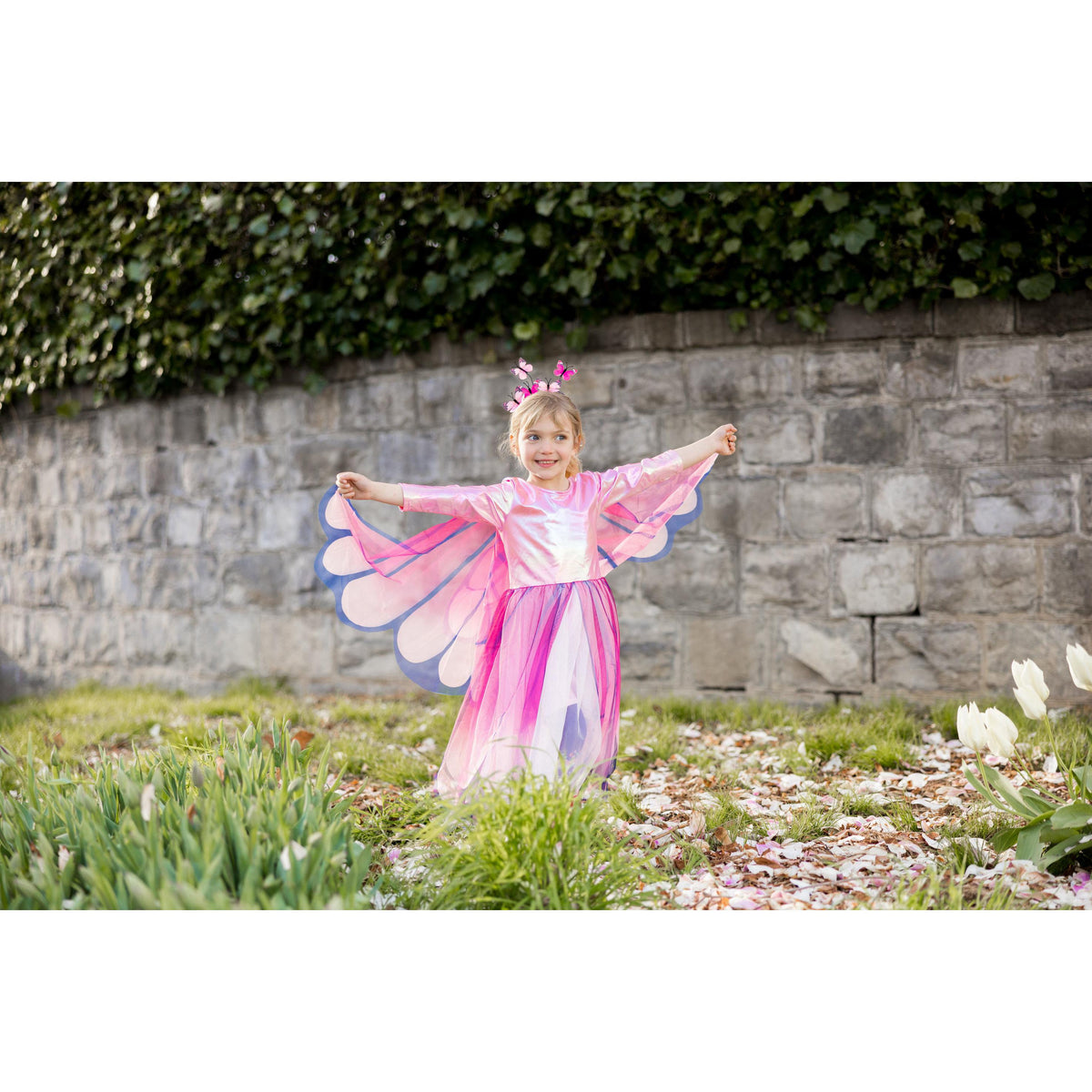 תחפושת 3-4 -  שמלת פרפר מסתובבת + קשת וכנפיים