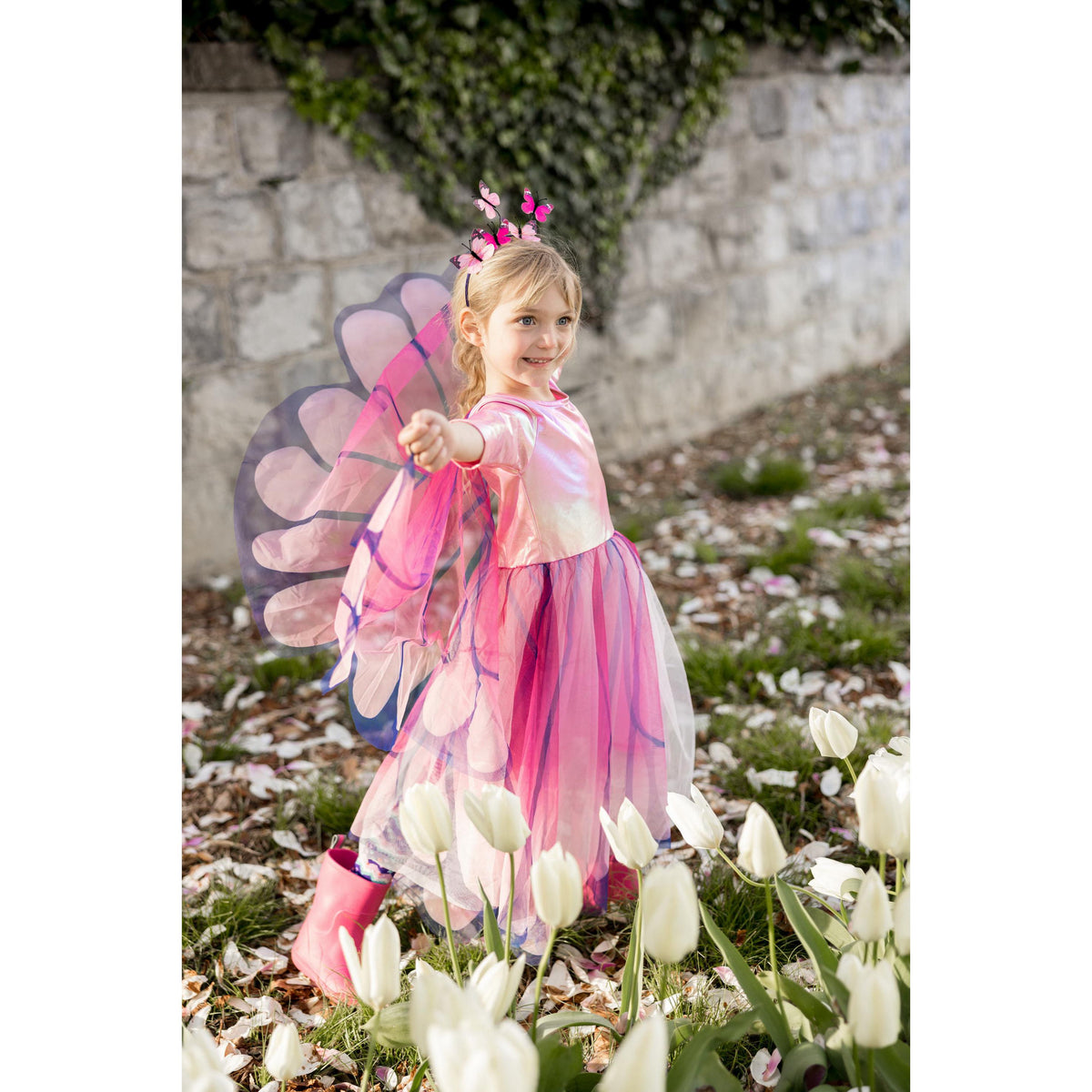 תחפושת 3-4 -  שמלת פרפר מסתובבת + קשת וכנפיים