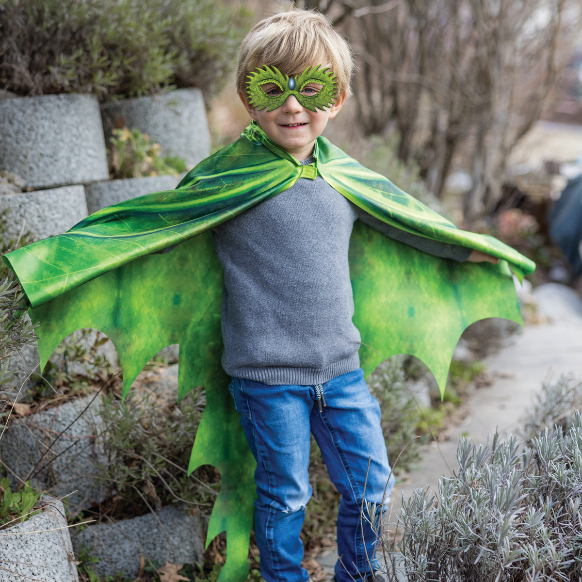 תחפושת 4/6 - כנפי  דרקון ירוק + מסיכה