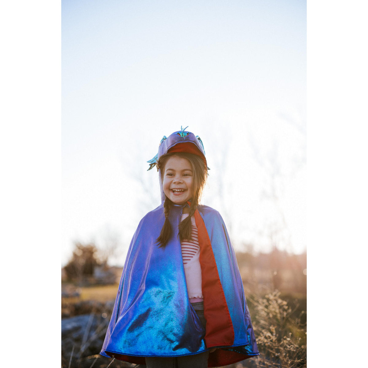 תחפושת 5-6 -  גלימת דרקון כחול מטאלי