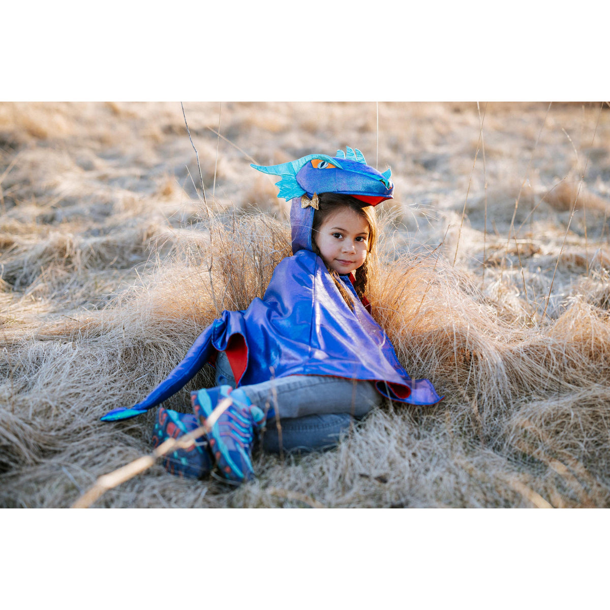 תחפושת 5-6 -  גלימת דרקון כחול מטאלי