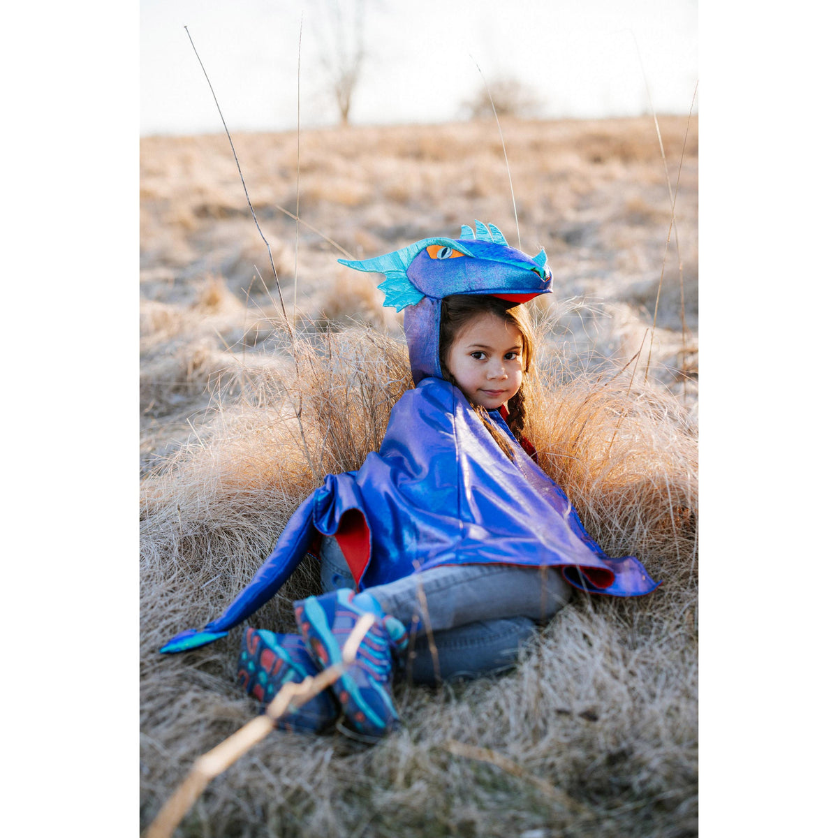 תחפושת 5-6 -  גלימת דרקון כחול מטאלי