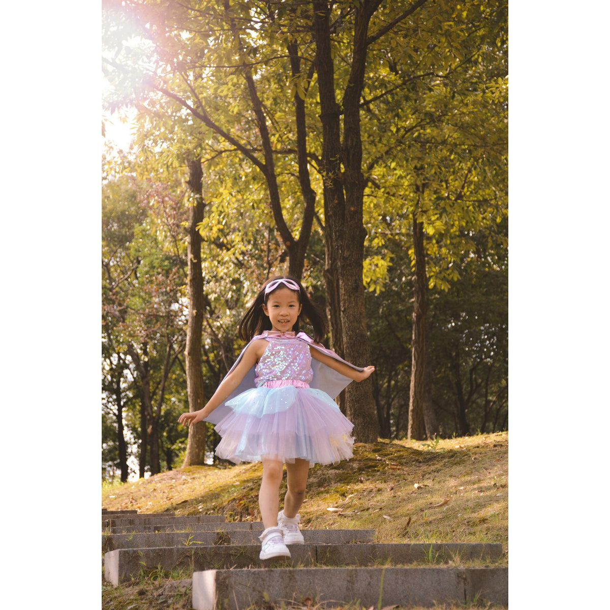 תחפושת 4-6 -  סופר דופר ורוד מטאלי/תכלת + מסיכה