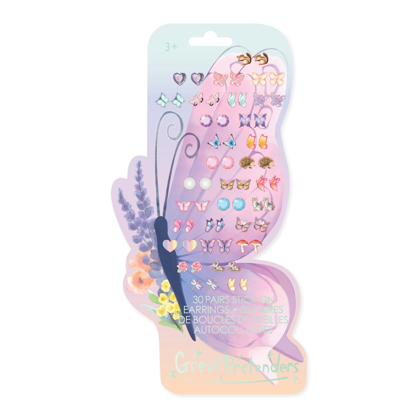 תחפושת - עגילי מדבקות פרפרים