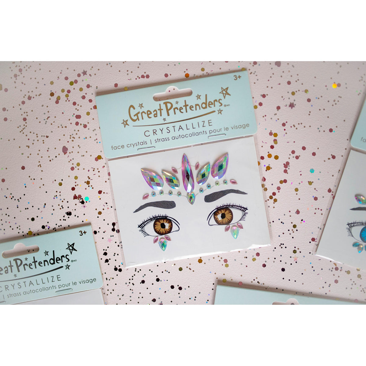 תחפושת - מדבקות קריסטל לפנים חד קרן ורוד