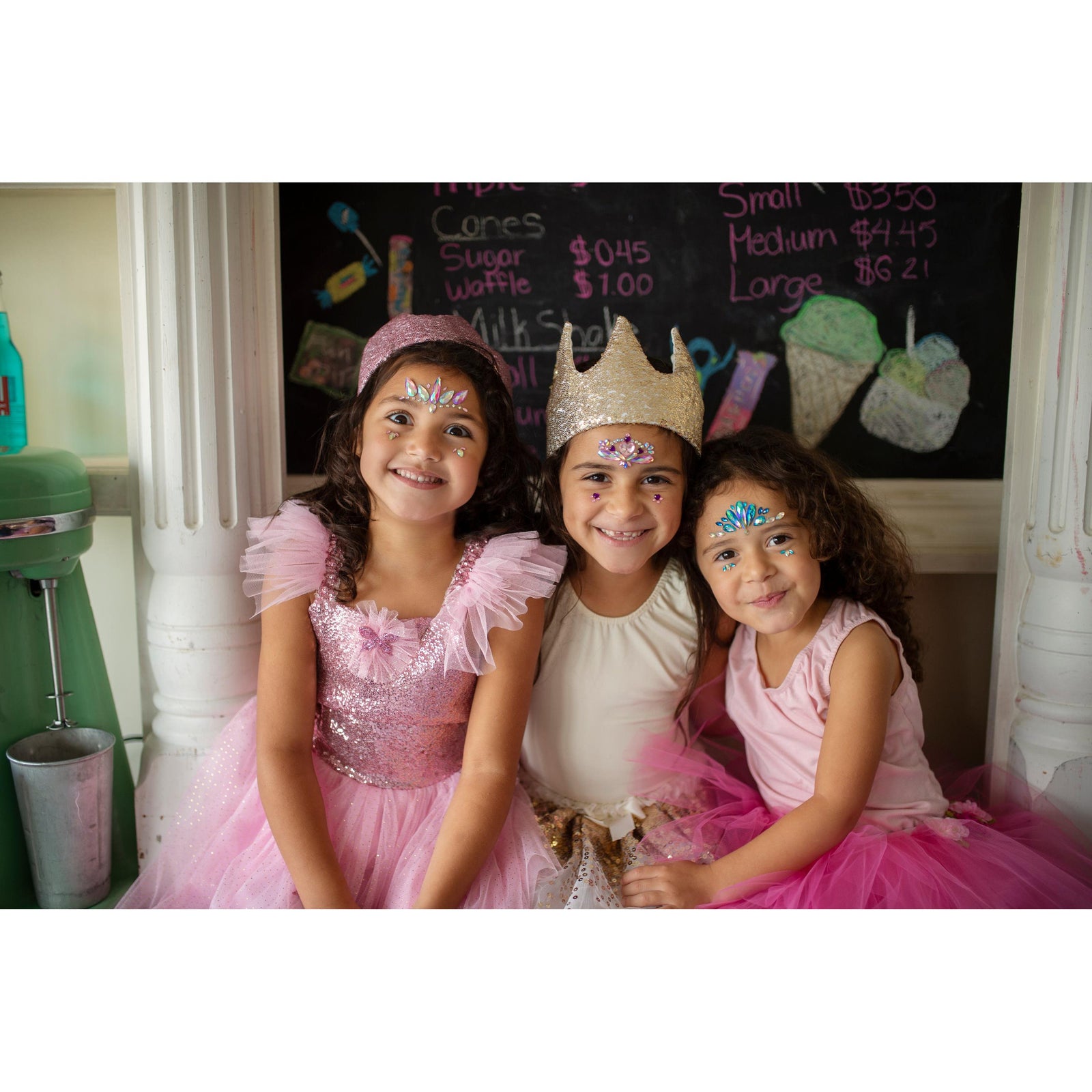 תחפושת - מדבקות קריסטל לפנים חד קרן ורוד