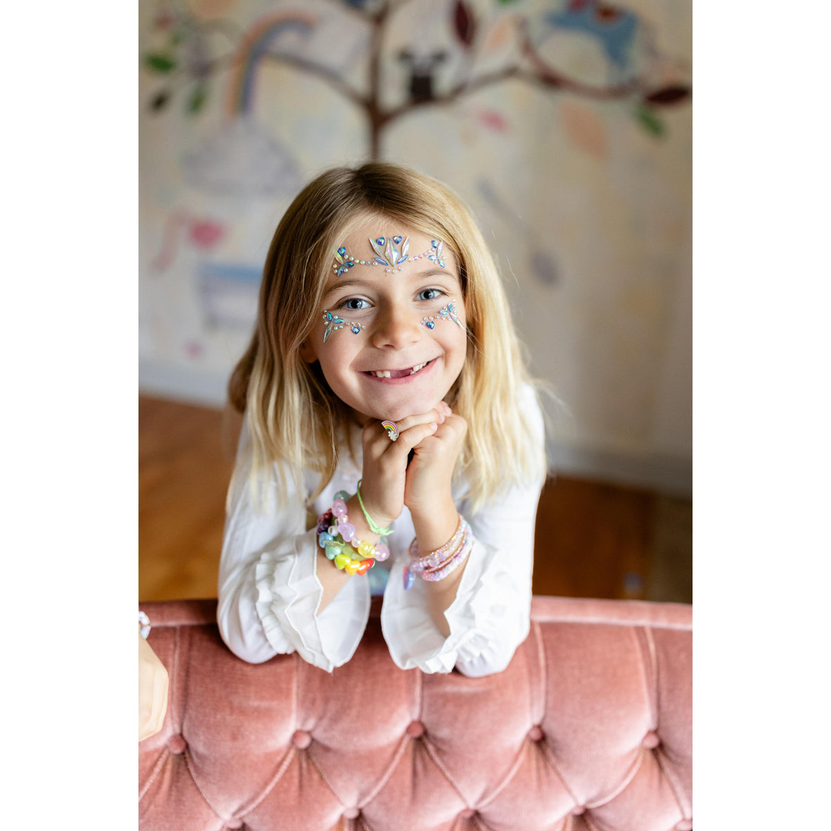 תחפושת - מדבקות קריסטל לפנים  נסיכת הקרח