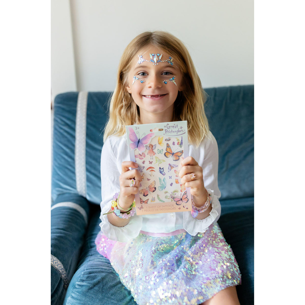 תחפושת - מדבקות קריסטל לפנים  נסיכת הקרח