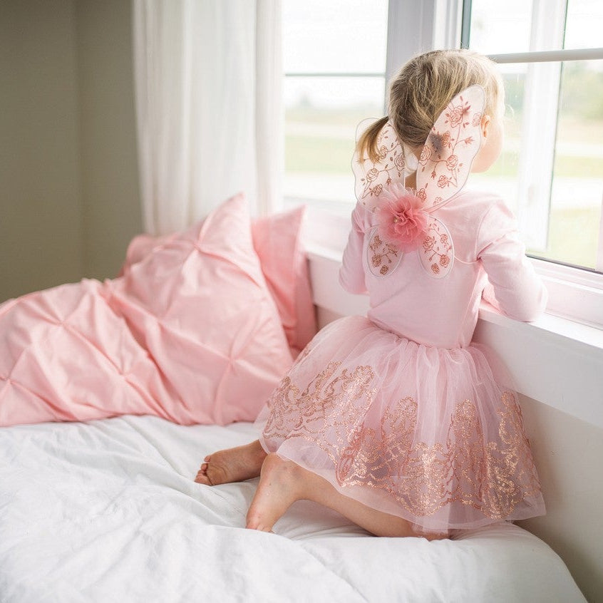 תחפושת 4/7 - חצאית וכנפיים ורוד זהב