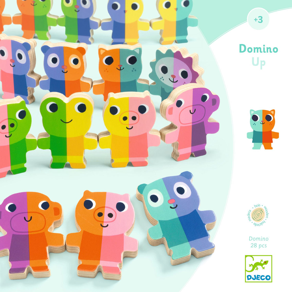 דומינו עץ - צבעים וחיות