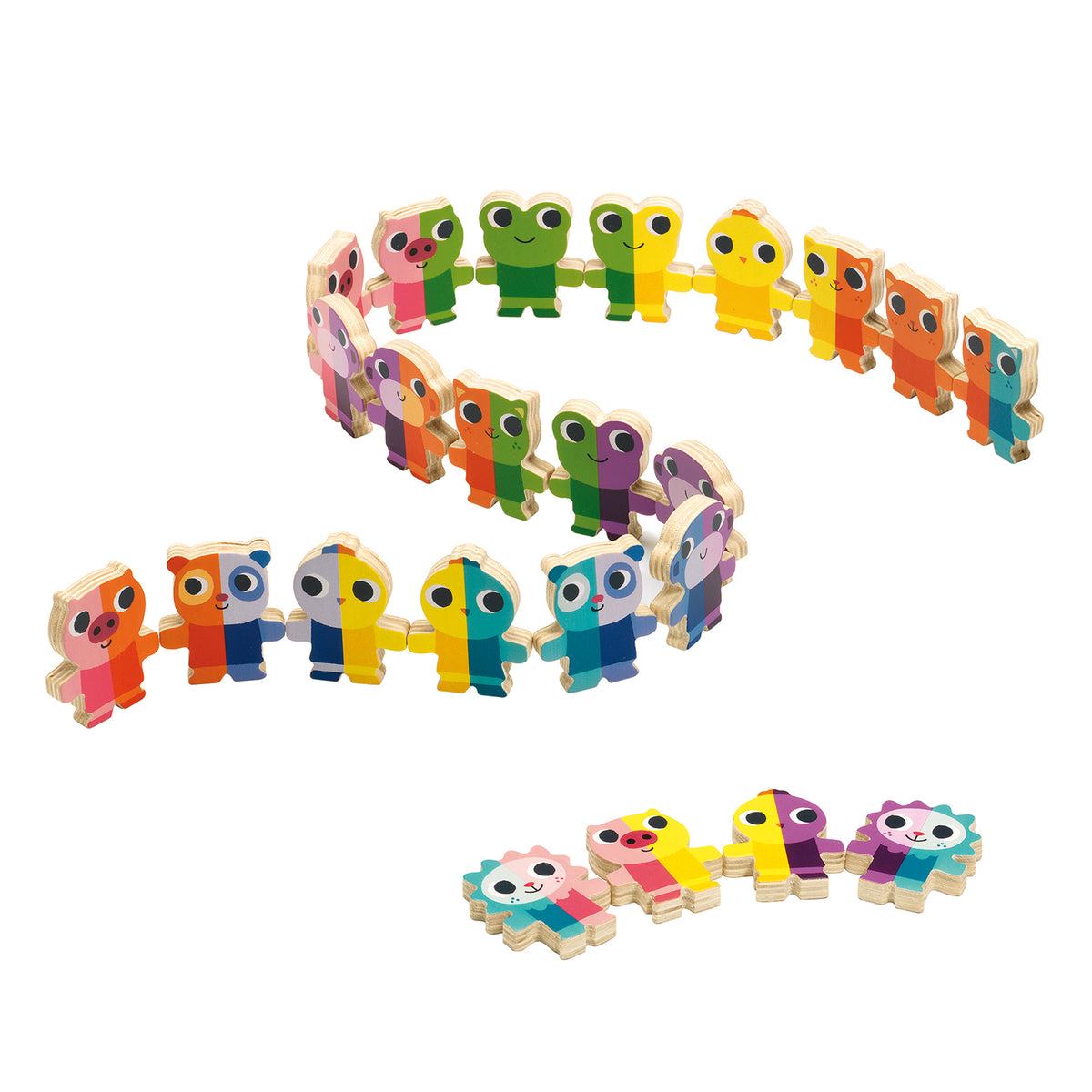 דומינו עץ - צבעים וחיות