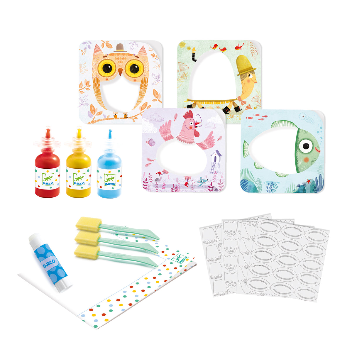 יצירה לקטנטנים - צביעה בספוג והדבקה חיות