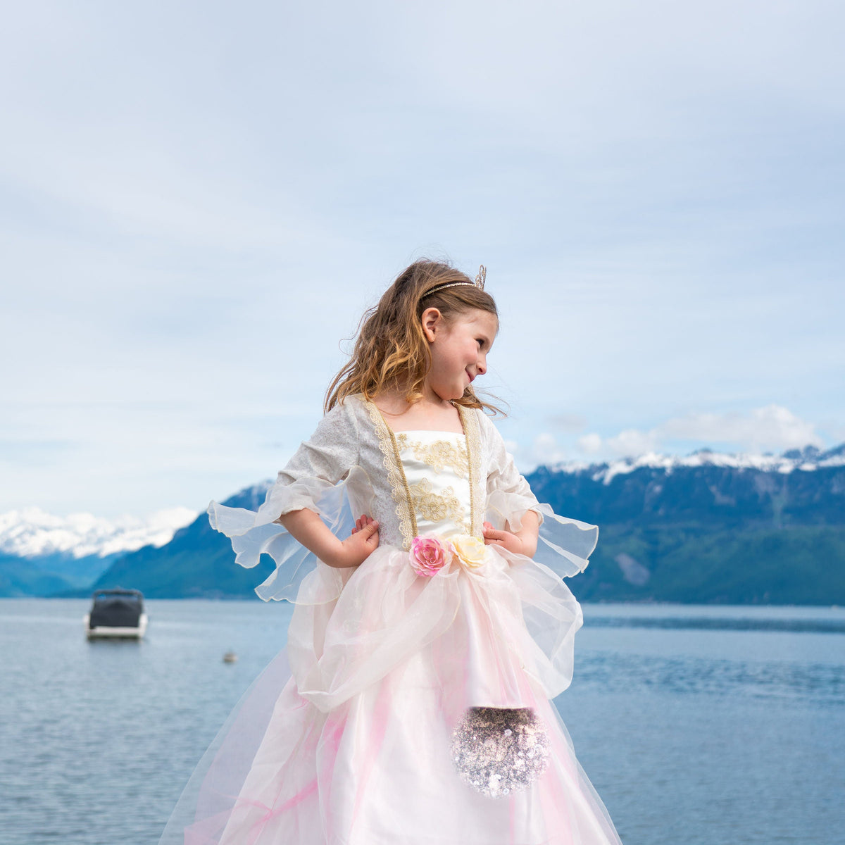 תחפושת 3/4 - שמלת נסיכה ורדים מוזהבת Default Title