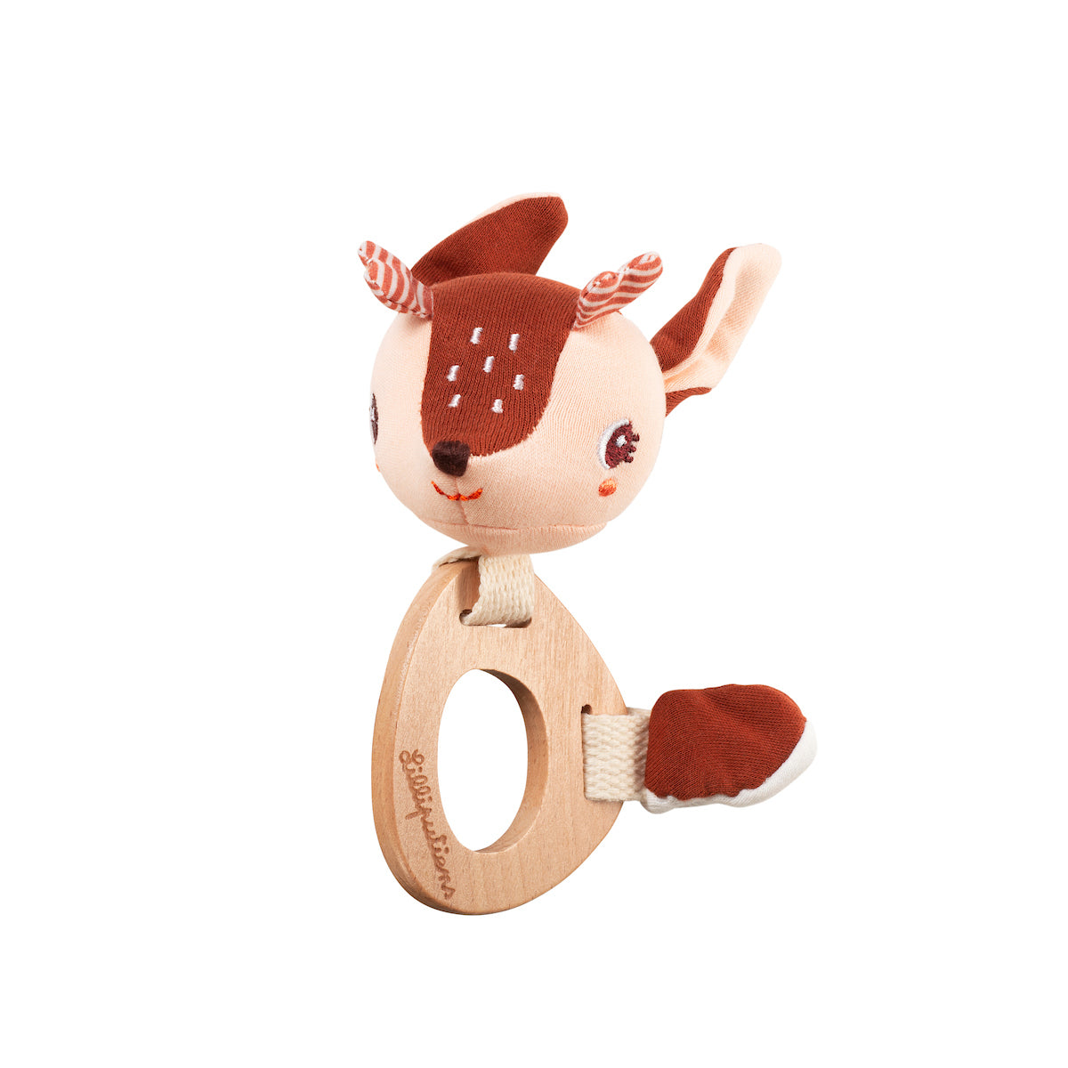 רעשן עץ עם בובת בד אורגני - סטלה העופרה Default Title