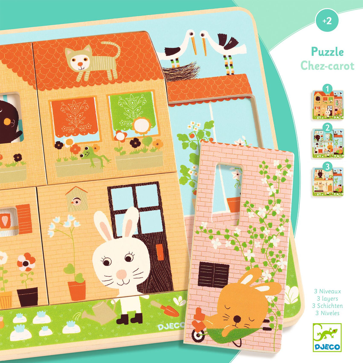 פאזל עץ שכבות - ארנב