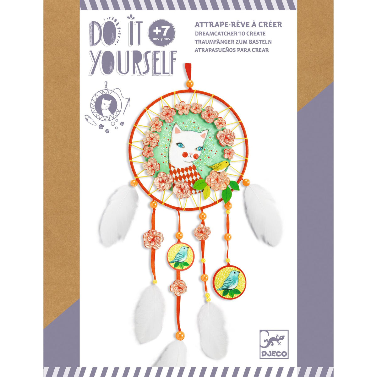 יצירה DIY לוכד חלומות - חתול פרחוני