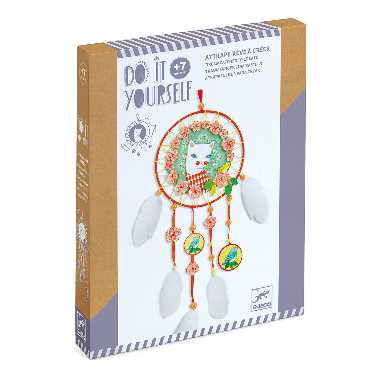 יצירה DIY לוכד חלומות - חתול פרחוני
