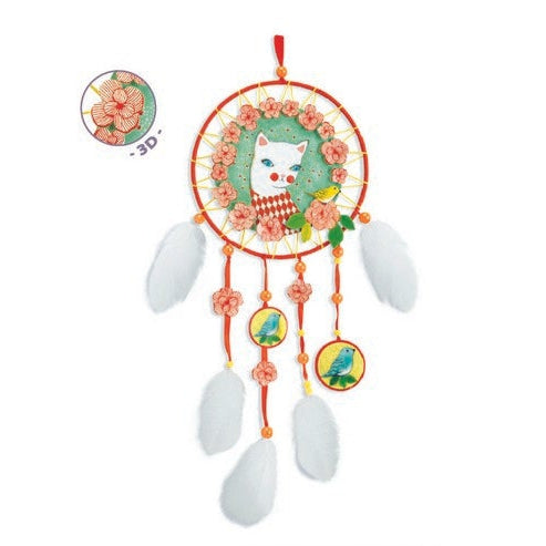 יצירה DIY לוכד חלומות - חתול פרחוני