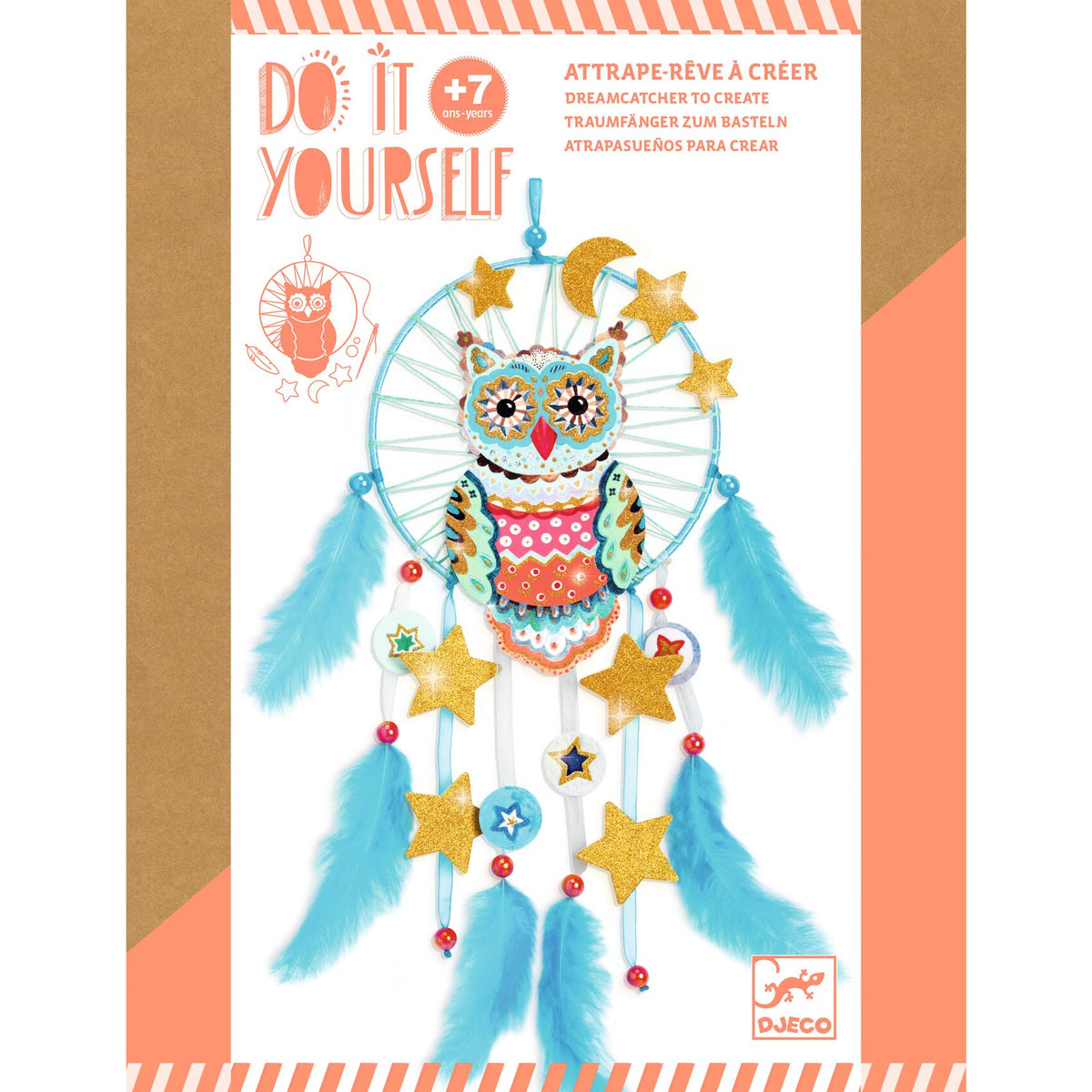 יצירה DIY לוכד חלומות - ינשוף זהוב