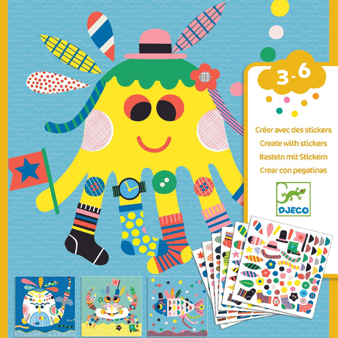 יצירה - תמונות ממדבקות יצורי ימיים