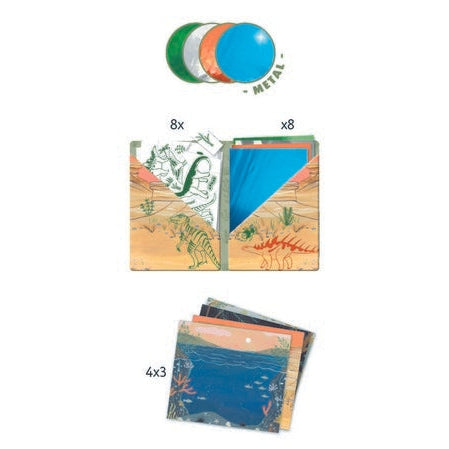 יצירה - ערכת הדבקה מטאלית דינוזאורים