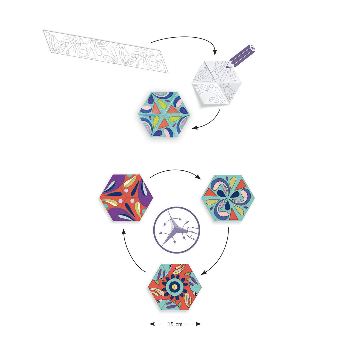 יצירה - מנדלות מסתובבות גיאומטריה