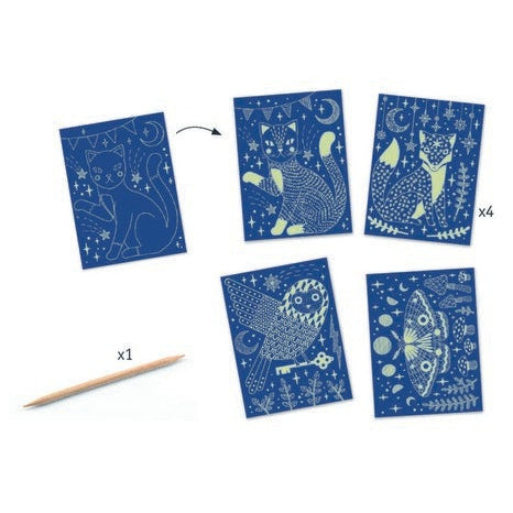 יצירה - חריטה זוהרים ליליים