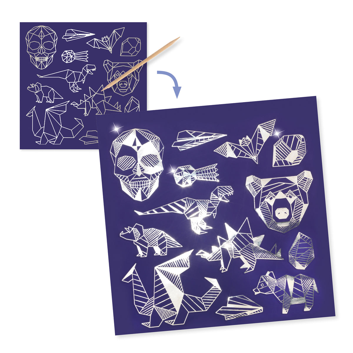 יצירה - חריטה על מדבקות זוהרות ברזל