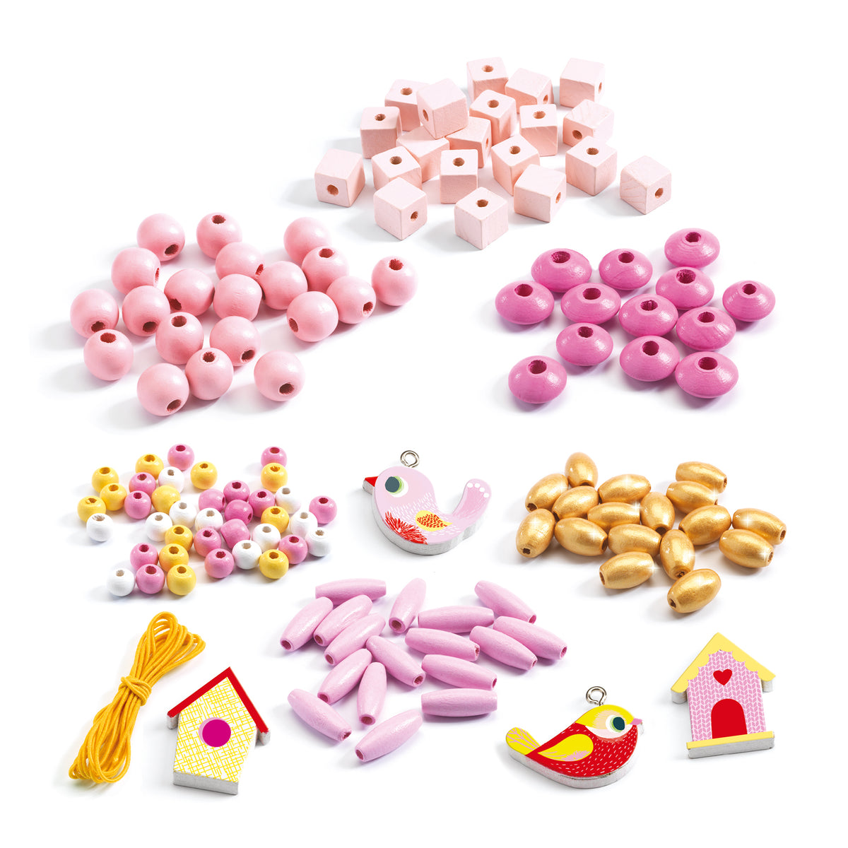 יצירה - חרוזי עץ ציפורים