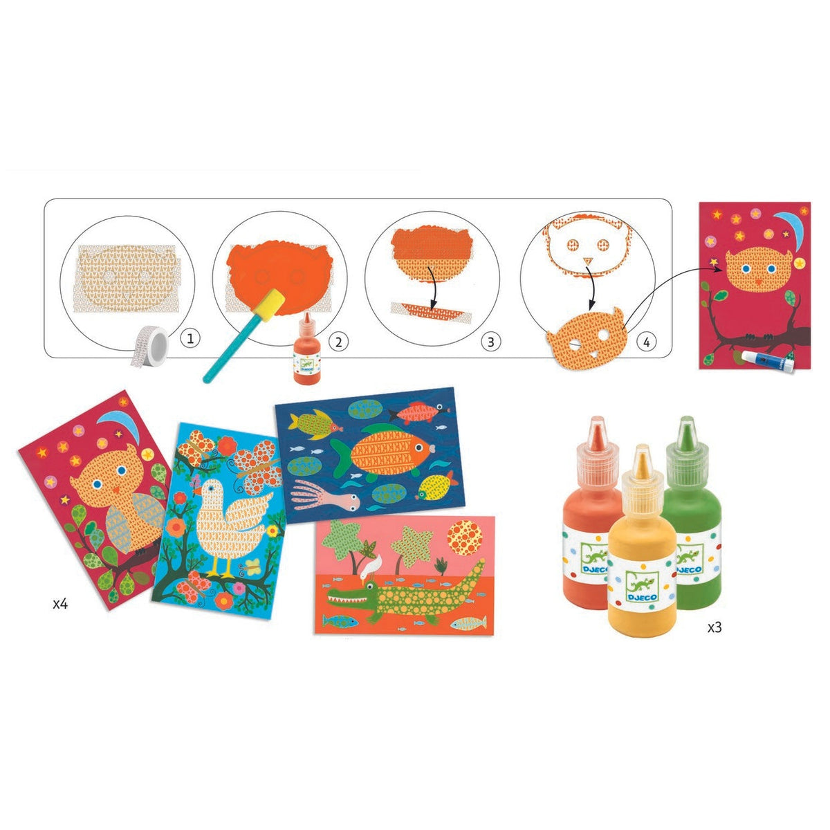 יצירה קטנטנים - צביעה בספוג בדוגמאות