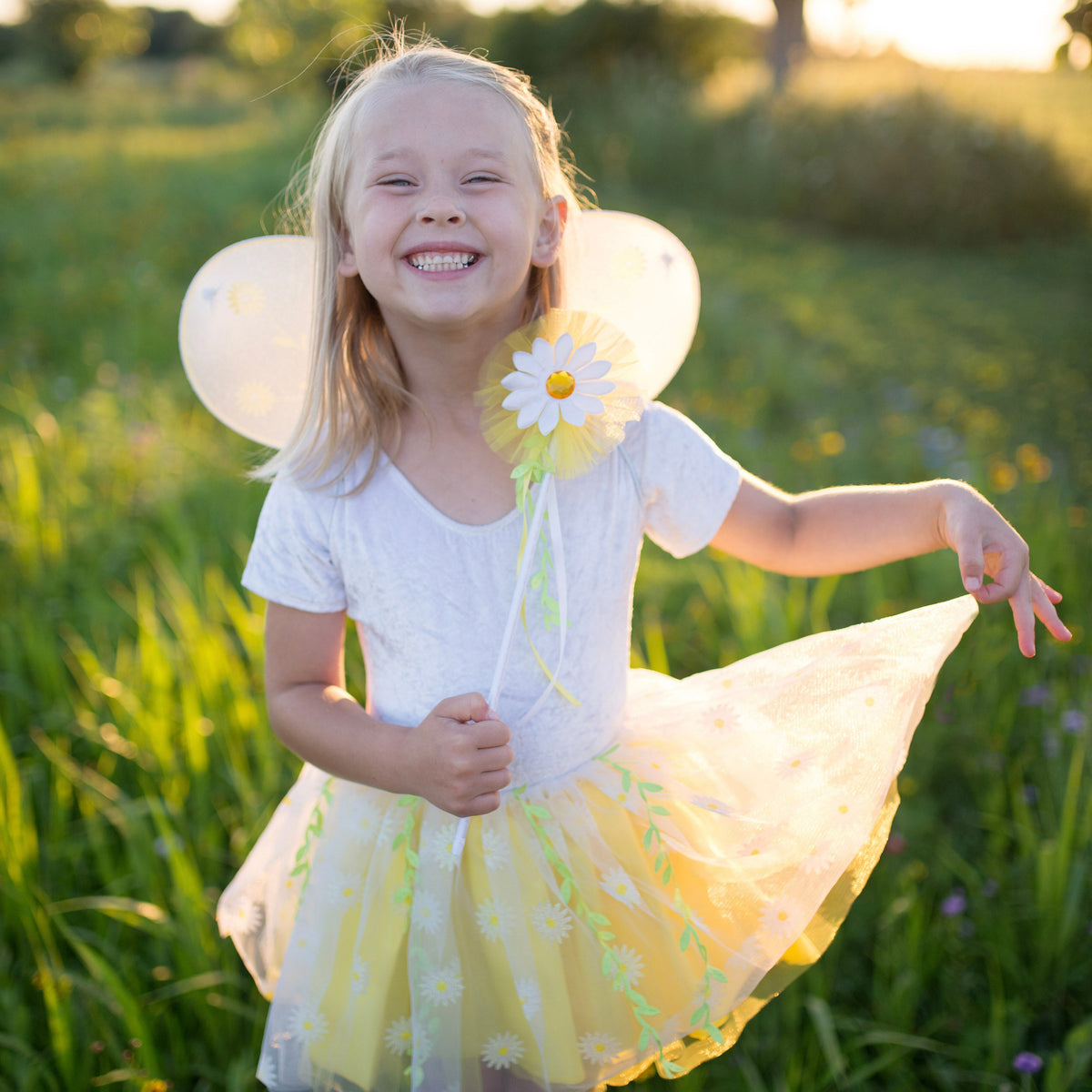 תחפושת 4/7 - ילדת הפרחים חרצית ( חצאית , שרביט , כנפיים)