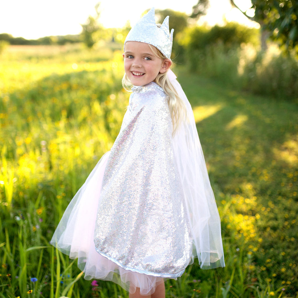 תחפושת 5/6 - גלימה דו צדדית ורודה/כסוף ורוד