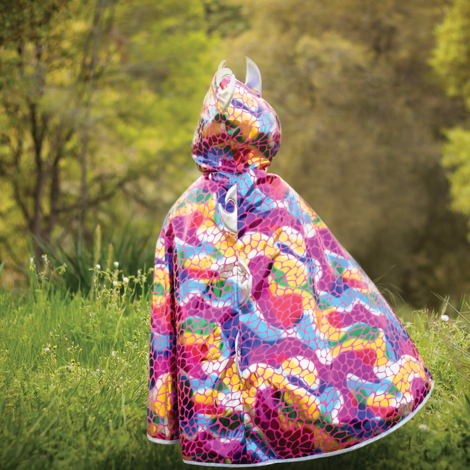 תחפושת 5/6 - גלימה דו צדדית דרקון צבעוני/אביר כסוף