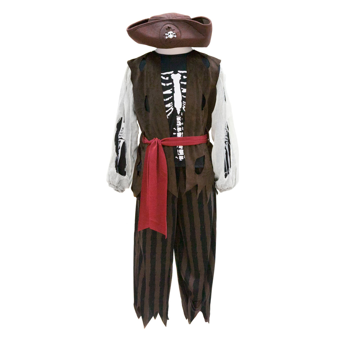 תחפושת 5/6 - פיראט (מכנסיים,חולצה, אפודה וכובע)